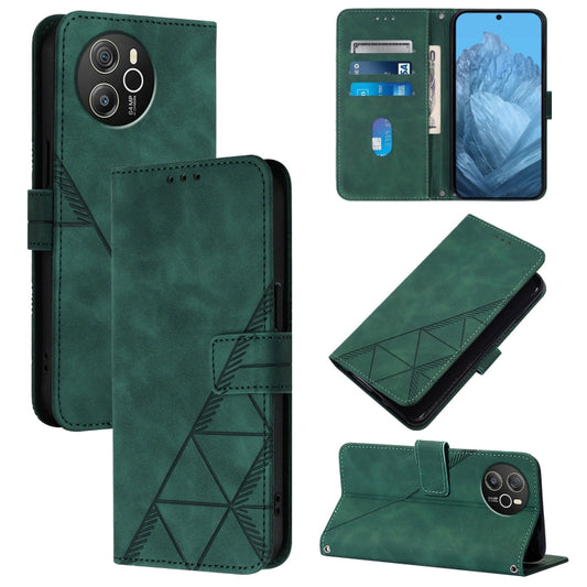 For Blackview Shark 8 Crossbody 3D Embossed Flip Leather Phone Case(Dark Green) - More Brand by buy2fix | Online Shopping UK | buy2fix