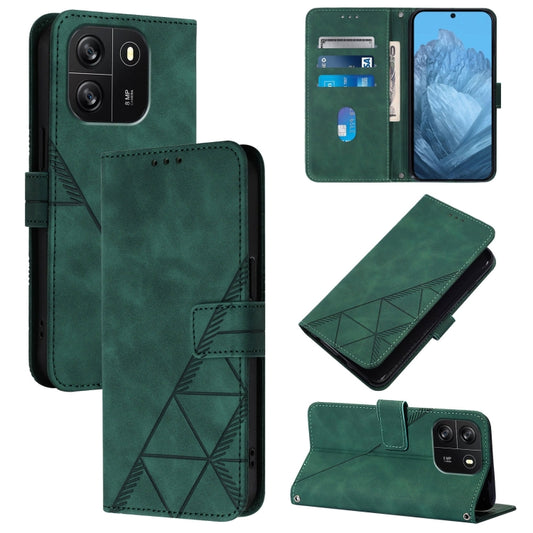 For Blackview Wave 6C Crossbody 3D Embossed Flip Leather Phone Case(Dark Green) - More Brand by buy2fix | Online Shopping UK | buy2fix