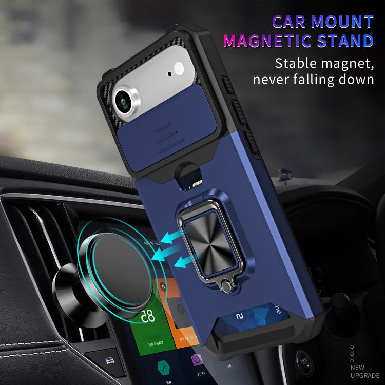 For iPhone Air Camera Shield Card Slot PC+TPU Phone Case(Blue) - iPhone Air Cases by buy2fix | Online Shopping UK | buy2fix