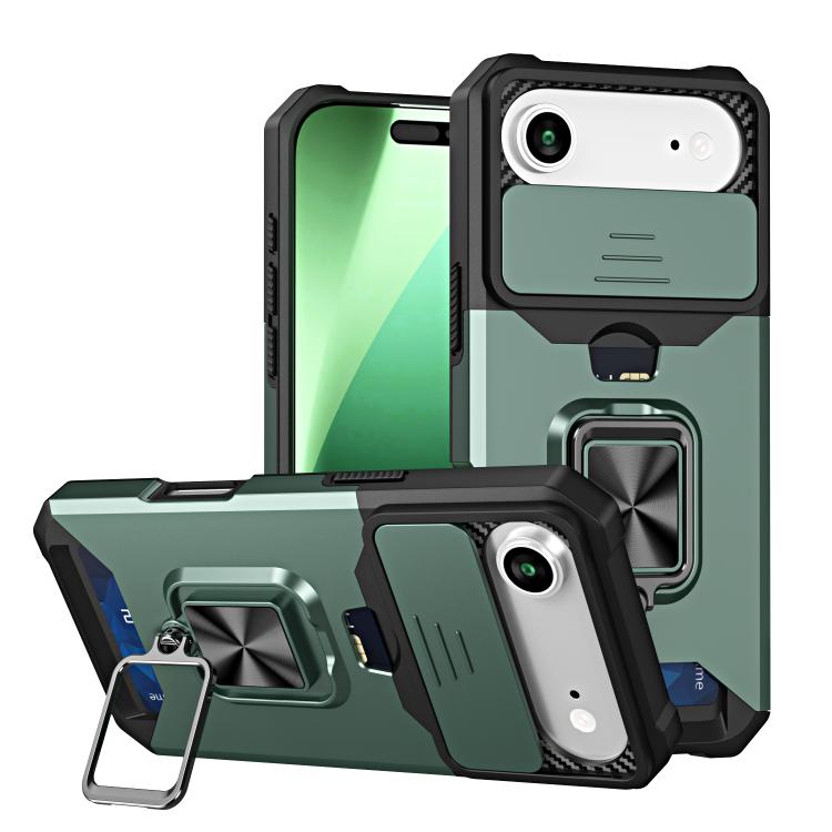 For iPhone Air Camera Shield Card Slot PC+TPU Phone Case(Dark Green) - iPhone Air Cases by buy2fix | Online Shopping UK | buy2fix