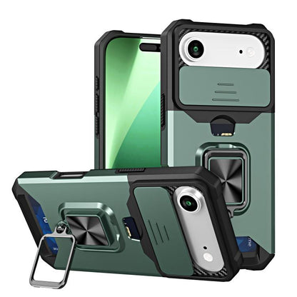 For iPhone Air Camera Shield Card Slot PC+TPU Phone Case(Dark Green) - iPhone Air Cases by buy2fix | Online Shopping UK | buy2fix