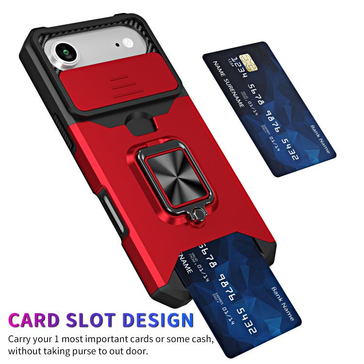 For iPhone Air Camera Shield Card Slot PC+TPU Phone Case(Red) - iPhone Air Cases by buy2fix | Online Shopping UK | buy2fix