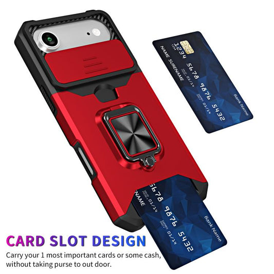 For iPhone Air Camera Shield Card Slot PC+TPU Phone Case(Red) - iPhone Air Cases by buy2fix | Online Shopping UK | buy2fix