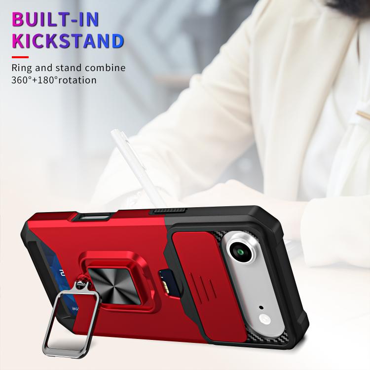 For iPhone Air Camera Shield Card Slot PC+TPU Phone Case(Red) - iPhone Air Cases by buy2fix | Online Shopping UK | buy2fix