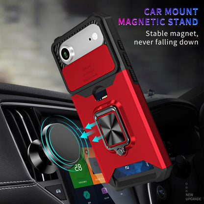 For iPhone Air Camera Shield Card Slot PC+TPU Phone Case(Red) - iPhone Air Cases by buy2fix | Online Shopping UK | buy2fix