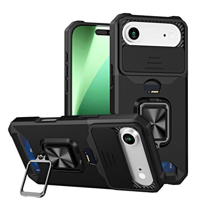 For iPhone Air Camera Shield Card Slot PC+TPU Phone Case(Black) - iPhone Air Cases by buy2fix | Online Shopping UK | buy2fix