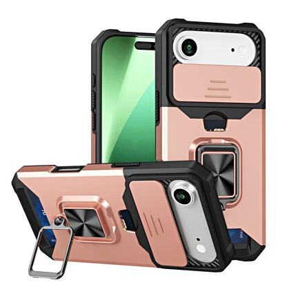 For iPhone Air Camera Shield Card Slot PC+TPU Phone Case(Rose Gold) - iPhone Air Cases by buy2fix | Online Shopping UK | buy2fix