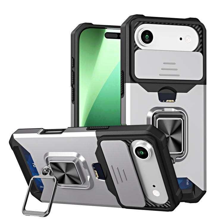For iPhone Air Camera Shield Card Slot PC+TPU Phone Case(Silver) - iPhone Air Cases by buy2fix | Online Shopping UK | buy2fix
