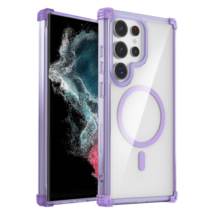 For Samsung Galaxy S22 Ultra 5G Transparent MagSafe Magnetic Phone Case(Purple) by buy2fix