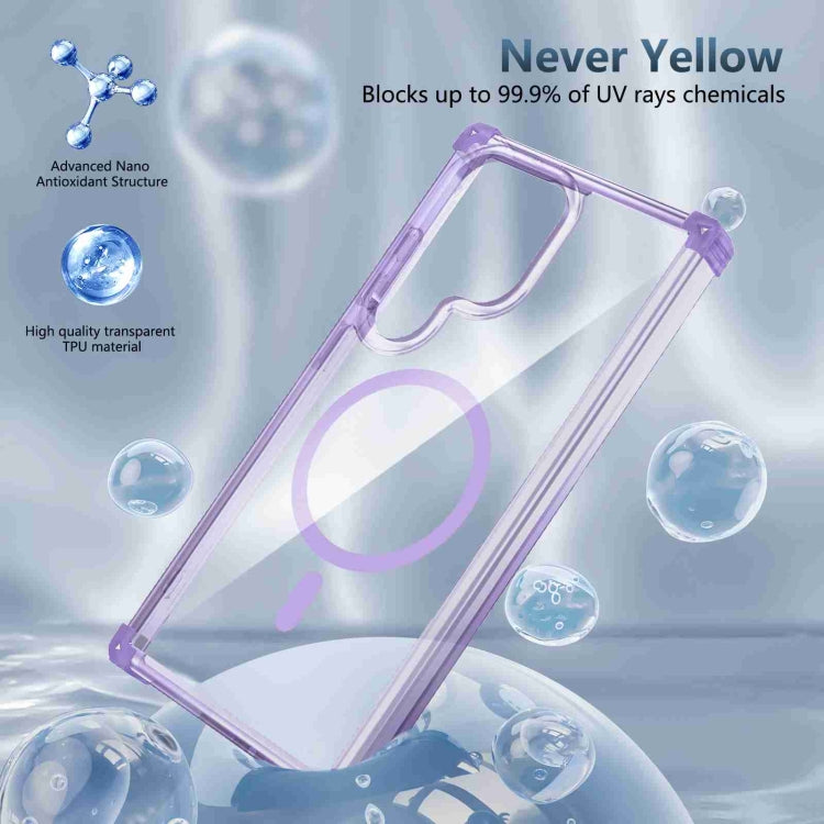 For Samsung Galaxy S22 Ultra 5G Transparent MagSafe Magnetic Phone Case(Purple) by buy2fix