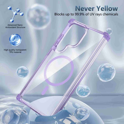 For Samsung Galaxy S22 Ultra 5G Transparent MagSafe Magnetic Phone Case(Purple) by buy2fix