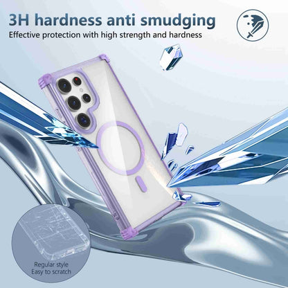 For Samsung Galaxy S22 Ultra 5G Transparent MagSafe Magnetic Phone Case(Purple) by buy2fix
