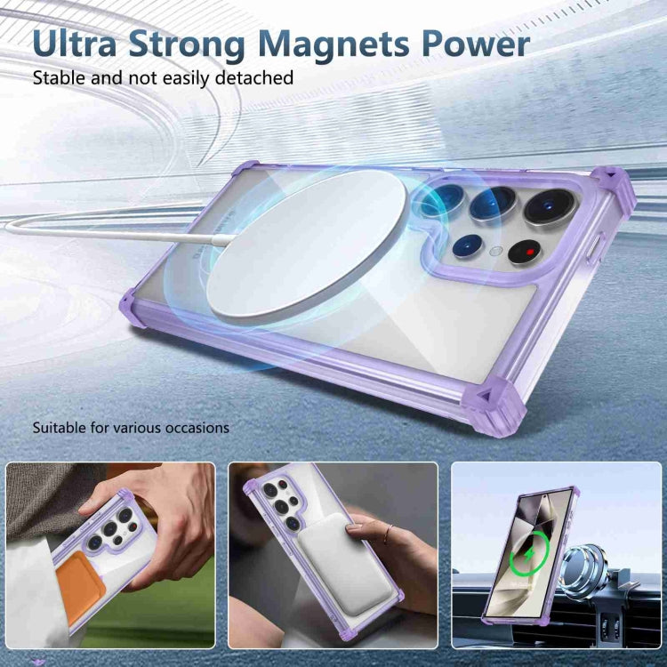 For Samsung Galaxy S22 Ultra 5G Transparent MagSafe Magnetic Phone Case(Purple) by buy2fix