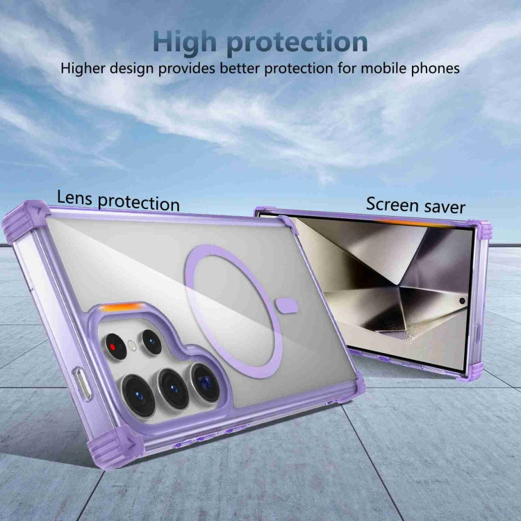 For Samsung Galaxy S22 Ultra 5G Transparent MagSafe Magnetic Phone Case(Purple) by buy2fix