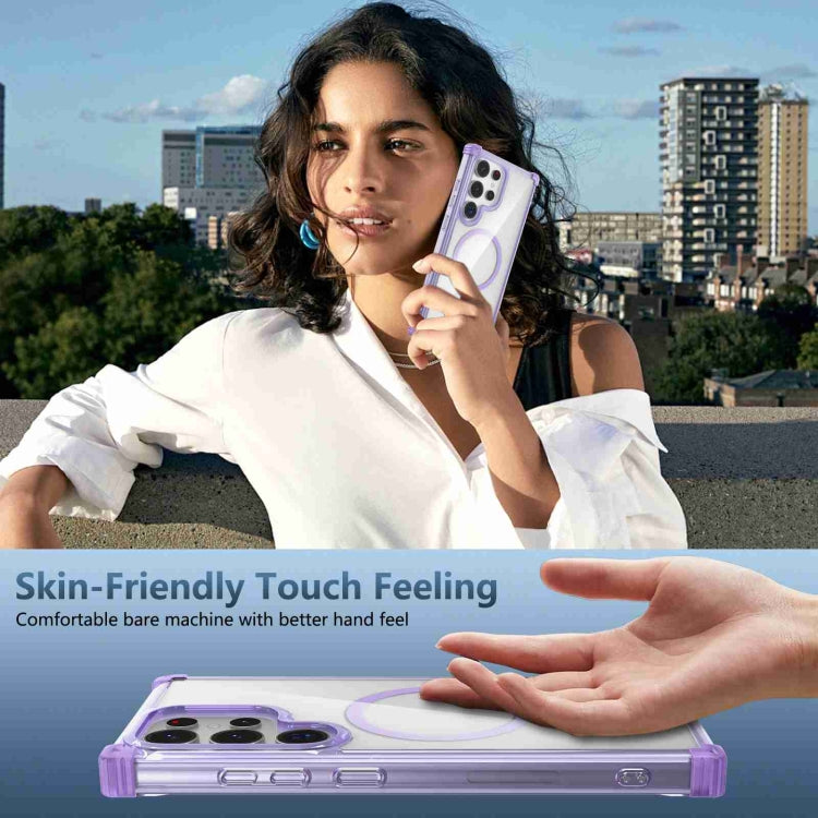 For Samsung Galaxy S22 Ultra 5G Transparent MagSafe Magnetic Phone Case(Purple) by buy2fix