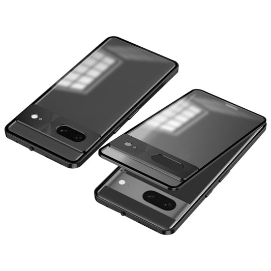 For Google Pixel 7 Snap Buckle Metal Frame Frosted Phone Case(Black) - Google Cases by buy2fix | Online Shopping UK | buy2fix