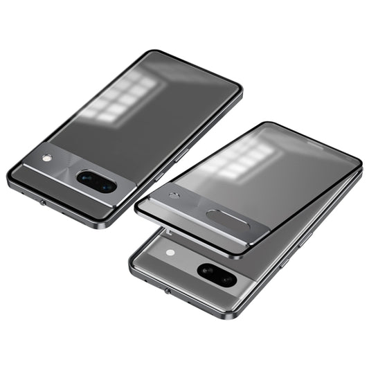 For Google Pixel 7a Snap Buckle Metal Frame Frosted Phone Case(Grey) - Google Cases by buy2fix | Online Shopping UK | buy2fix
