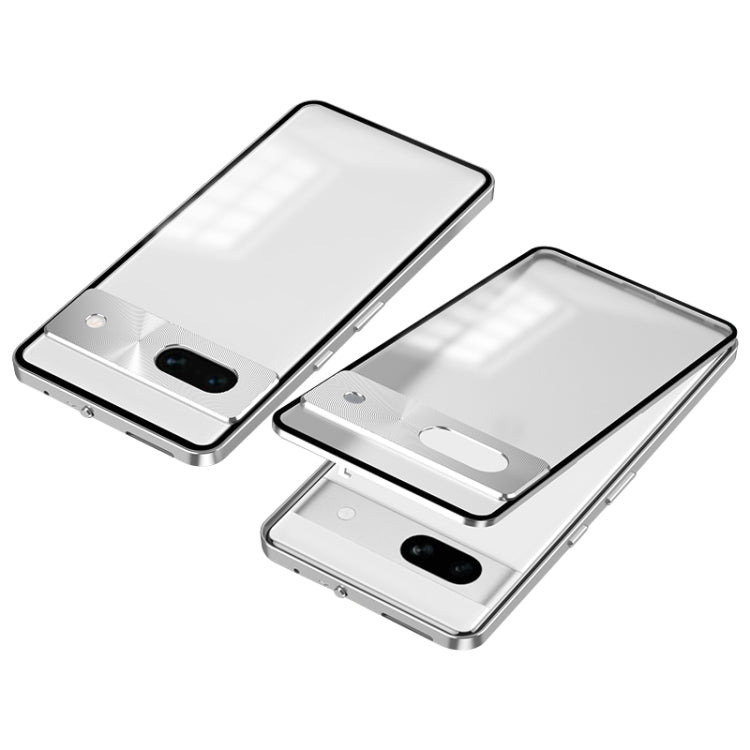 For Google Pixel 7a Snap Buckle Metal Frame Frosted Phone Case(Silver) - Google Cases by buy2fix | Online Shopping UK | buy2fix