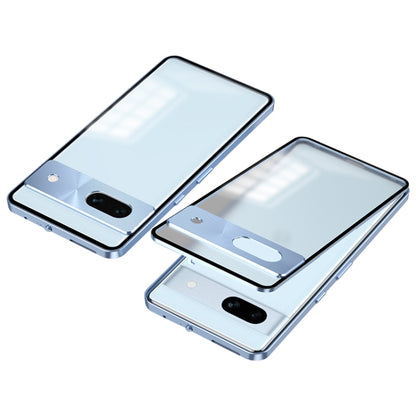 For Google Pixel 7a Snap Buckle Metal Frame Frosted Phone Case(Blue) - Google Cases by buy2fix | Online Shopping UK | buy2fix