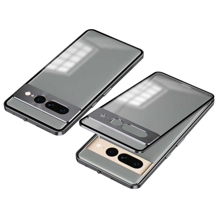 For Google Pixel 7 Pro Snap Buckle Metal Frame Frosted Phone Case(Grey) - Google Cases by buy2fix | Online Shopping UK | buy2fix