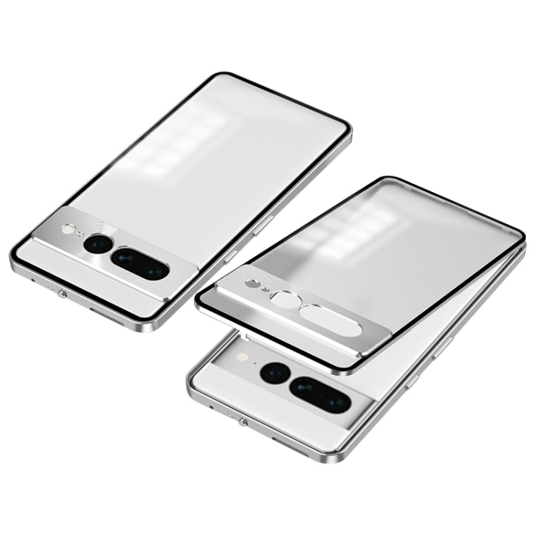 For Google Pixel 7 Pro Snap Buckle Metal Frame Frosted Phone Case(Silver) - Google Cases by buy2fix | Online Shopping UK | buy2fix