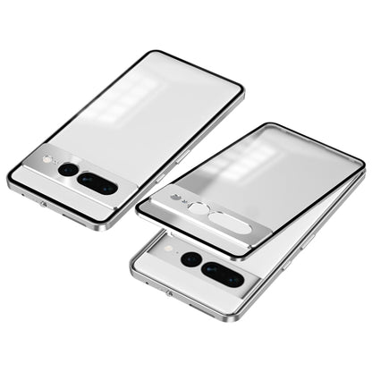 For Google Pixel 7 Pro Snap Buckle Metal Frame Frosted Phone Case(Silver) - Google Cases by buy2fix | Online Shopping UK | buy2fix