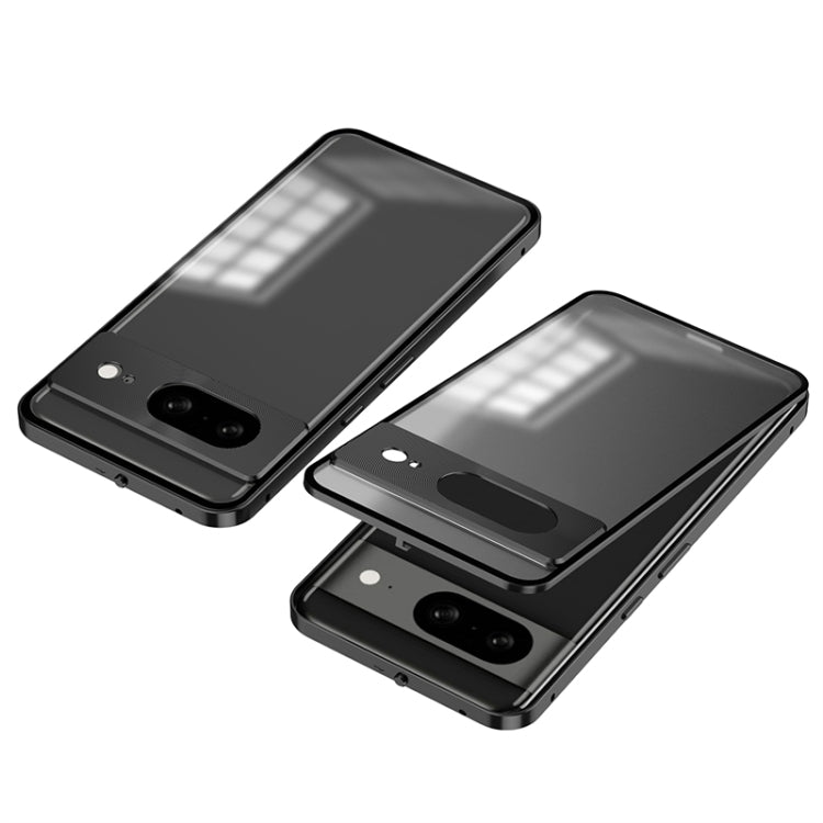 For Google Pixel 8 Snap Buckle Metal Frame Frosted Phone Case(Black) - Google Cases by buy2fix | Online Shopping UK | buy2fix