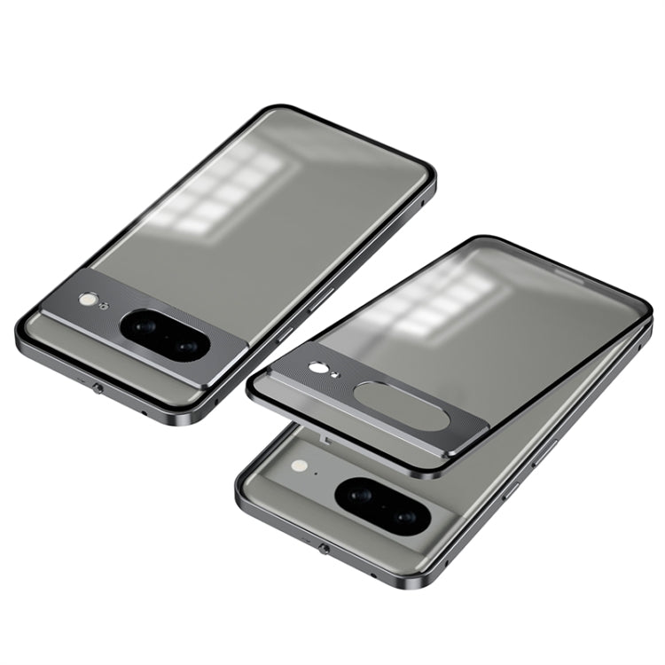 For Google Pixel 8 Snap Buckle Metal Frame Frosted Phone Case(Grey) - Google Cases by buy2fix | Online Shopping UK | buy2fix