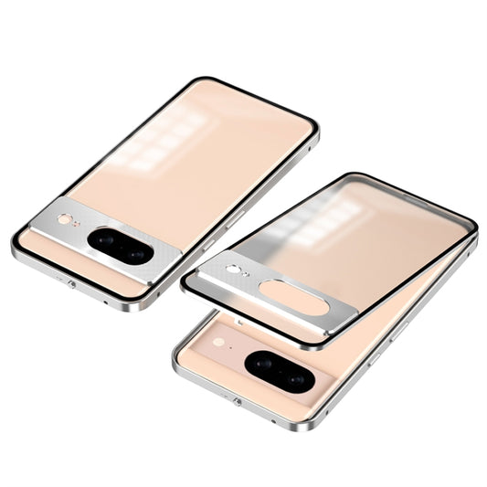 For Google Pixel 8 Snap Buckle Metal Frame Frosted Phone Case(Silver) - Google Cases by buy2fix | Online Shopping UK | buy2fix