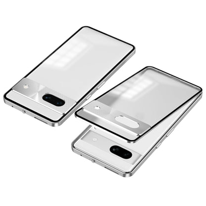 For Google Pixel 8a Snap Buckle Metal Frame Frosted Phone Case(Silver) - Google Cases by buy2fix | Online Shopping UK | buy2fix
