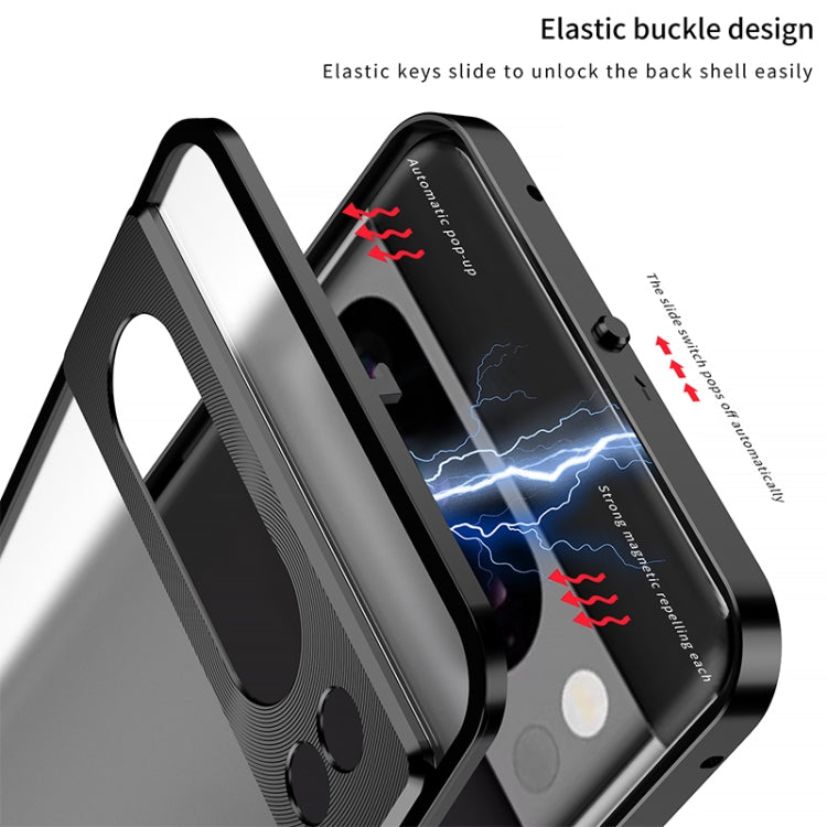 For Google Pixel 7a Snap Buckle Metal Frame Frosted Phone Case(Black) - Google Cases by buy2fix | Online Shopping UK | buy2fix