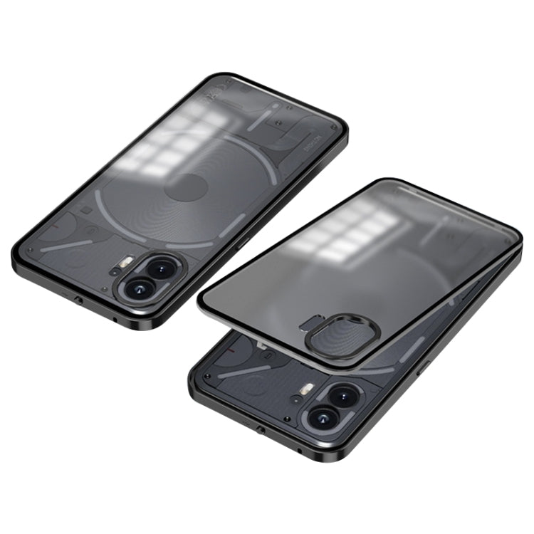 For Nothing Phone 2 Snap Buckle Metal Frame Frosted Phone Case(Black) - Nothing Cases by buy2fix | Online Shopping UK | buy2fix
