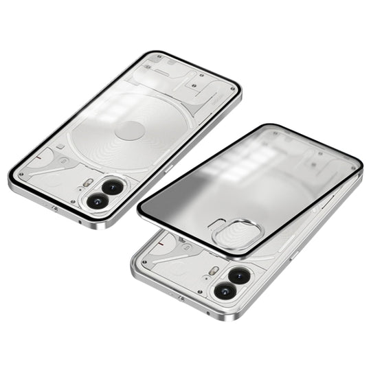 For Nothing Phone 2 Snap Buckle Metal Frame Frosted Phone Case(Silver)