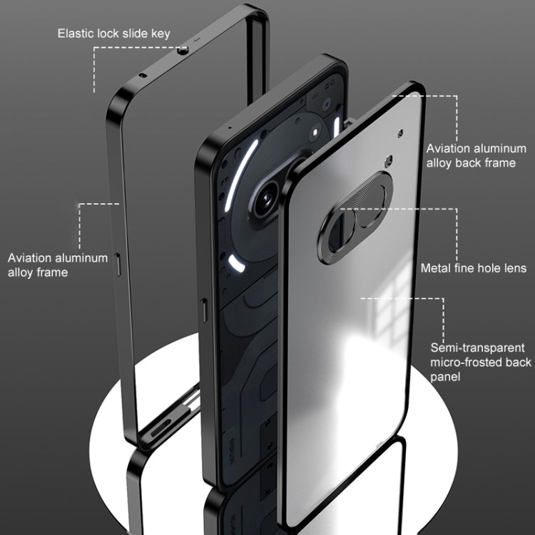 For Nothing Phone 2 Snap Buckle Metal Frame Frosted Phone Case(Black) - Nothing Cases by buy2fix | Online Shopping UK | buy2fix