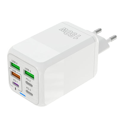 150W 3 x USB + 3 x USB-C / Type-C Multi-port Fast Charger, EU Plug(White) - USB Charger by buy2fix | Online Shopping UK | buy2fix