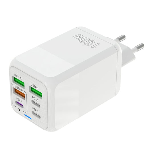 150W 3 x USB + 3 x USB-C / Type-C Multi-port Fast Charger, EU Plug(White) - USB Charger by buy2fix | Online Shopping UK | buy2fix