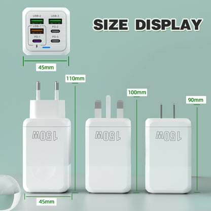 150W 3 x USB + 3 x USB-C / Type-C Multi-port Fast Charger, UK Plug(White) - USB Charger by buy2fix | Online Shopping UK | buy2fix