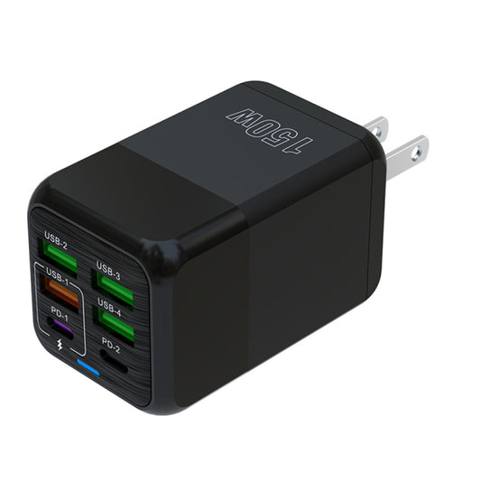 150W 4 x USB + 2 x USB-C / Type-C Multi-port Fast Charger, US Plug(Black) - USB Charger by buy2fix | Online Shopping UK | buy2fix