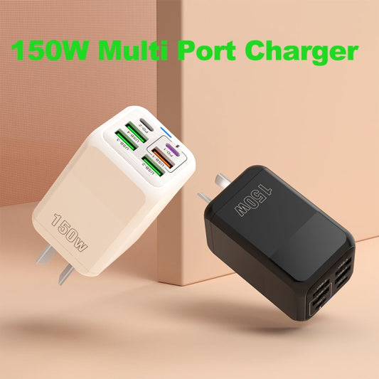 150W 4 x USB + 2 x USB-C / Type-C Multi-port Fast Charger, UK Plug(Black) - USB Charger by buy2fix | Online Shopping UK | buy2fix