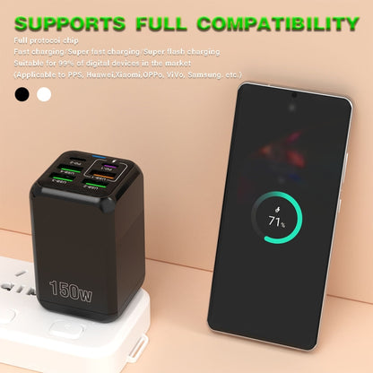 150W 4 x USB + 2 x USB-C / Type-C Multi-port Fast Charger, UK Plug(White) - USB Charger by buy2fix | Online Shopping UK | buy2fix