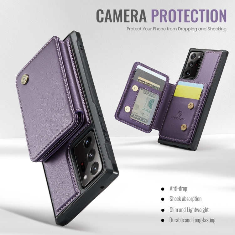 For Samsung Galaxy Note20 Ultra JEEHOOD J05 Business Magnetic Style RFID Leather Phone Case(Purple) - Galaxy Phone Cases by JEEHOOD | Online Shopping UK | buy2fix