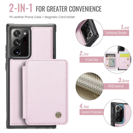 For Samsung Galaxy Note20 Ultra JEEHOOD J05 Business Magnetic Style RFID Leather Phone Case(Pink) - Galaxy Phone Cases by JEEHOOD | Online Shopping UK | buy2fix