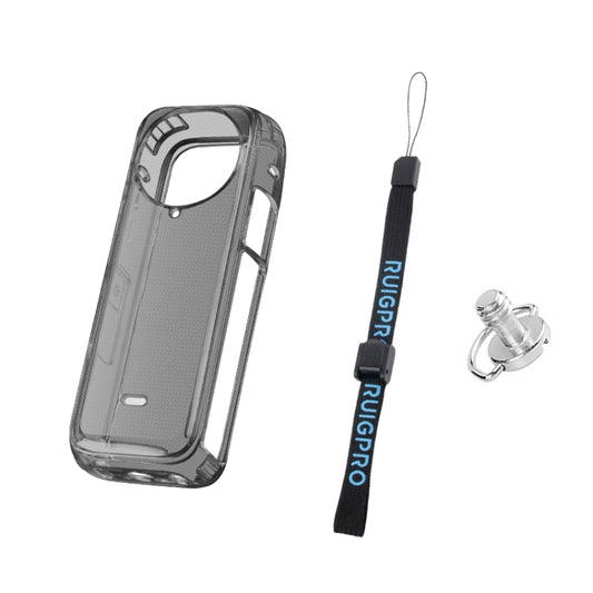 For Insta360 X4 Clear 1.5mm Soft TPU Protective Case With Hand Strap(Clear Black) by buy2fix