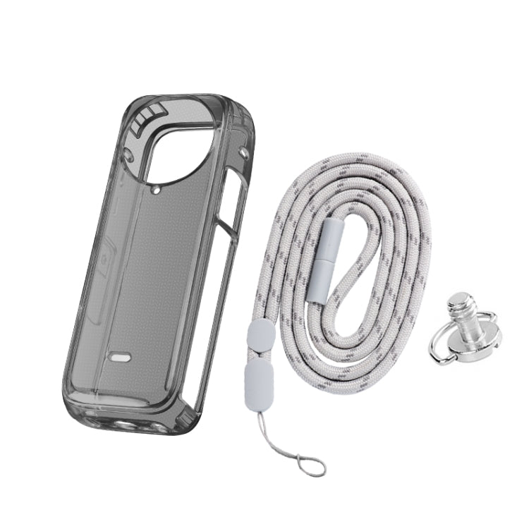 For Insta360 X4 Clear 1.5mm Soft TPU Protective Case With Neck Strap(Clear Black) by buy2fix