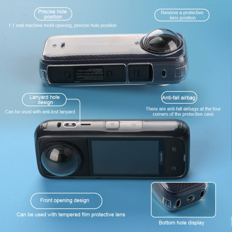 For Insta360 X4 Clear 1.5mm Soft TPU Protective Case With Hand Strap(Transperant) by buy2fix