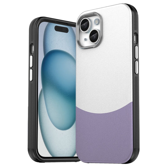 For iPhone 16 Leather Texture MagSafe Magnetic TPU + PC Phone Case(Light Purple) by buy2fix