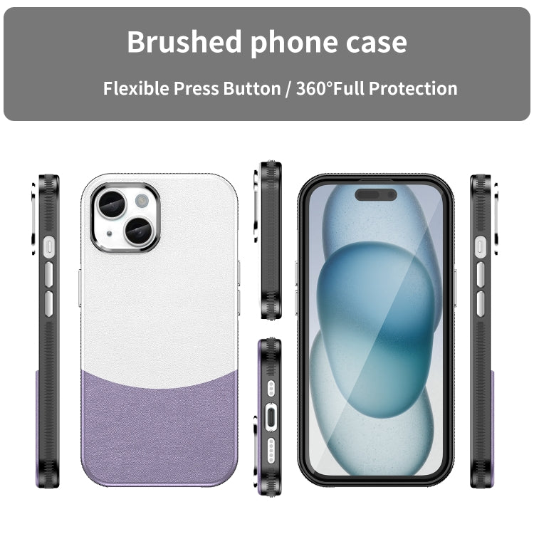 For iPhone 16 Leather Texture MagSafe Magnetic TPU + PC Phone Case(Light Purple) by buy2fix