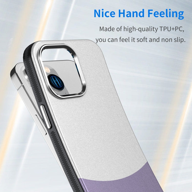 For iPhone 16 Leather Texture MagSafe Magnetic TPU + PC Phone Case(Light Purple) by buy2fix