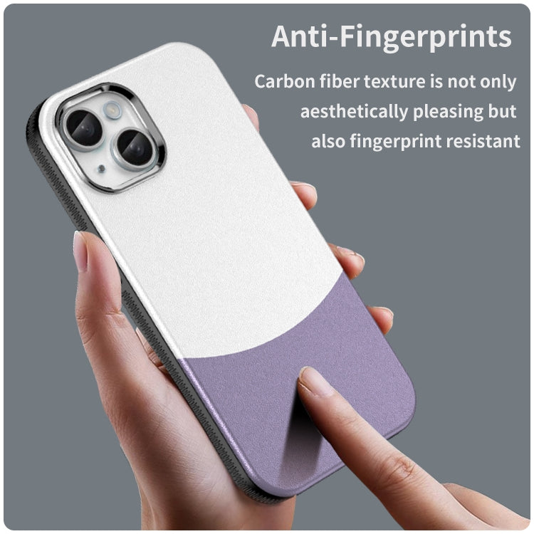For iPhone 16 Leather Texture MagSafe Magnetic TPU + PC Phone Case(Light Purple) by buy2fix