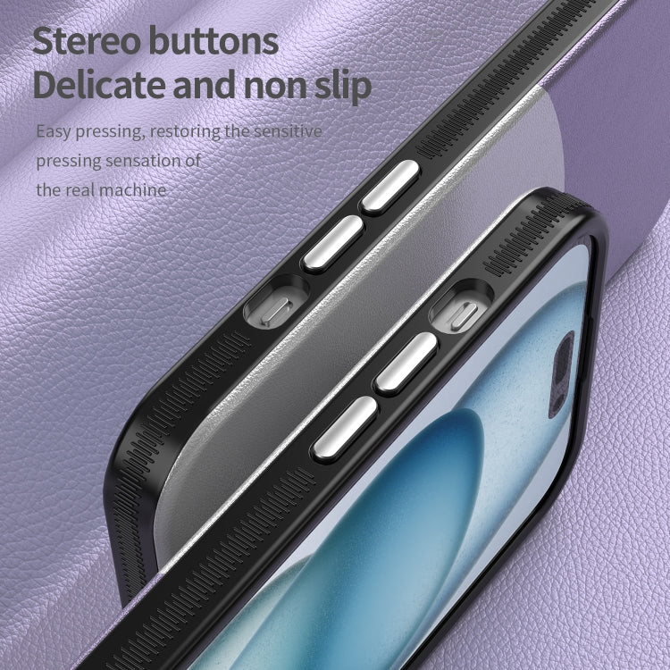 For iPhone 16 Leather Texture MagSafe Magnetic TPU + PC Phone Case(Light Purple) by buy2fix